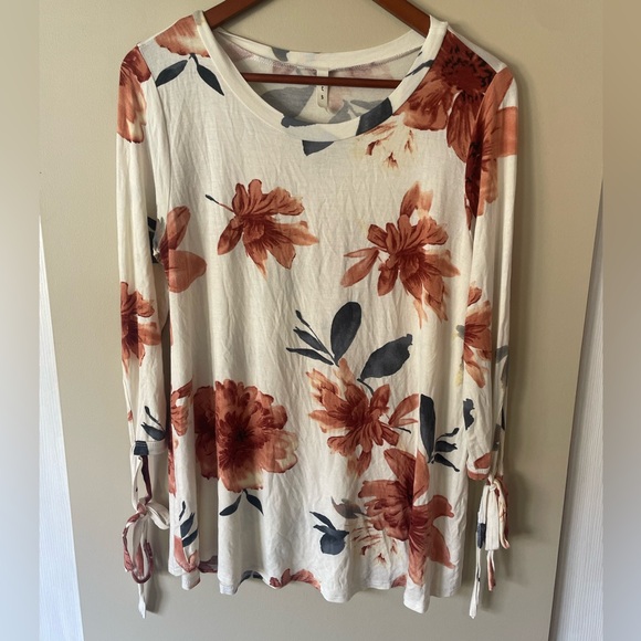 mts floral long sleeve shirt with tie sleeves size medium - Picture 2 of 6